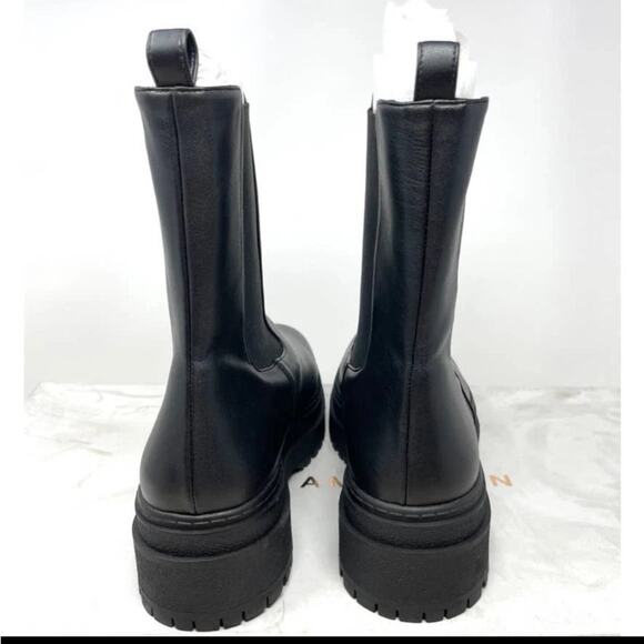 Good American Black Faux Leather Chelsea Lug Sole Pull On Combat Boots 11 NEW - Picture 5 of 10